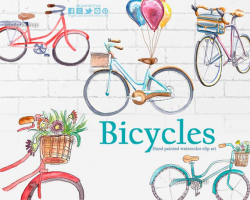 Bicycles Clip Art bicycles watercolor clipart hipster bicycles ...