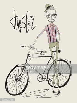 Hipster Young Man With Bike stock vectors - Clipart.me