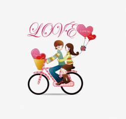 Bike Couple, Love, Bicycle, Hand Painted Cartoon PNG Image and ...