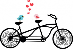 Tandem Bicycle Clipart, Love birds, Wedding invitation Clipart ...