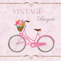 VINTAGE BICYCLE - Clip art plus faded, vintage floral background ...