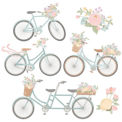 Emma Floral Bicycle Clipart & Vectors in Grandmas Garden - pastel ...
