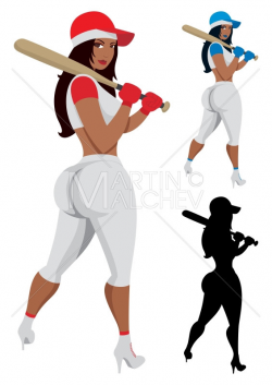 Baseball Girl Vector Cartoon Clipart Illustration. woman