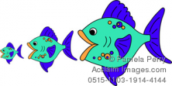 Clip Art Image of a Big Fish Eating Little Fish