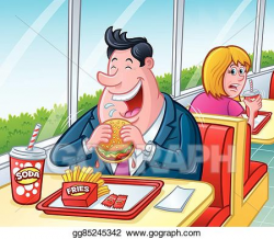 Vector Stock - Big guy eating cheeseburger . Clipart Illustration ...