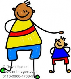 Clipart Illustration of a Big Kid and a Little Kid