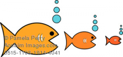 Clip Art Image of a Big Fish Eating a Little Fish