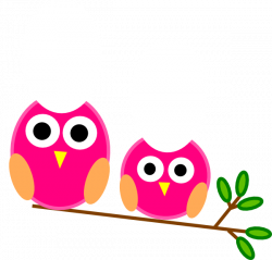 Big And Little Pink Owls On Branch Clip Art at Clker.com - vector ...