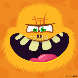Angry cartoon hairy yeti or bigfoot face avatar. Vector Halloween ...