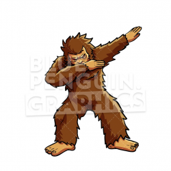 Bigfoot Dabbing Vector Cartoon Clipart Illustration