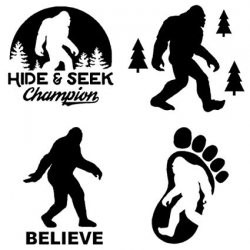 Sasquatch, Bigfoot, Hide and Seek Champion Decals (Black)