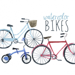 Watercolor Bikes Clip Art Bicycle Clipart Bike Clip art