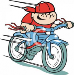 A Colorful Cartoon of a Boy Riding a Shiny New Bike - Royalty Free ...