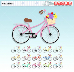 15 Vintage Bike Clipart Paris style. Cute bikes great for your scrapbooking  projects, paper crafts, planner stickers. Cute but Functional