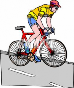 An Elderly Man Riding A Bike - Royalty Free Clipart Picture