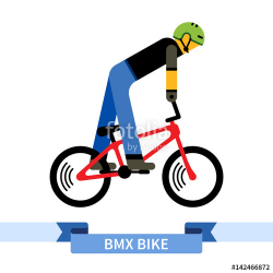 Bicyclist on bmx bike. Simple side view clipart drawing in ...