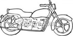 Side View of A Black and White Motorcycle - Royalty Free Clipart Picture