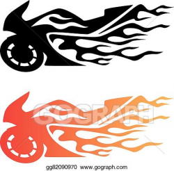 Vector Clipart - Flaming sport bike motorcycle logo. Vector ...