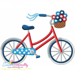 4th of July Bicycle Machine Embroidery Design