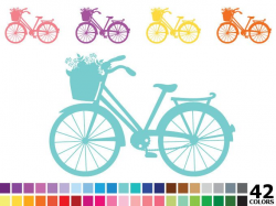 Rainbow Bicycle Clipart - Digital Vector Colorful Bicycle, Cycle ...