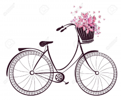 Bicycle With A Basket Full Of Flowers And Butterflies Royalty Free ...