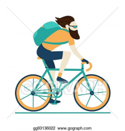 Vector Art - Bike messenger courier male hipster yellow blue ...