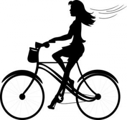 Girl Clipart Image: Silhouette of a Pretty Young Girl Riding a ...