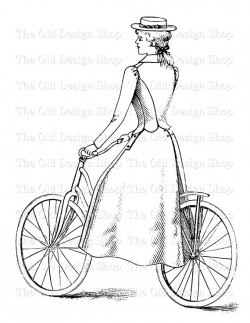 Victorian Lady Riding Bicycle Clip Art Vintage Printable Bike ...