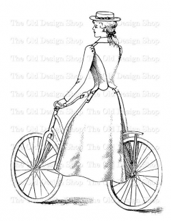 Victorian Lady Riding Bicycle Clip Art Bike Digital Stamp ...