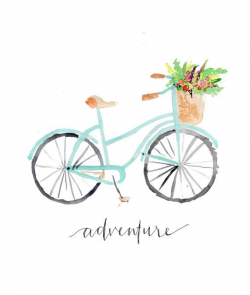 Vintage Bicycle Adventure Floral Bike Watercolor Instant Download ...