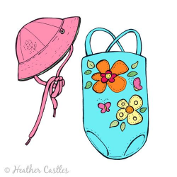 children's illustration swimsuit beach bathing suit | Child's ...