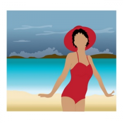 Beach Clipart Image - Pretty Lady on the Beach