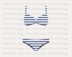 Striped Bikini Clipart; Swimsuit, Swim Suit, Beach, Pool Party, Vacation