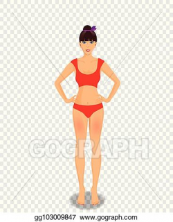 EPS Illustration - Young woman in red underwear bikini on ...
