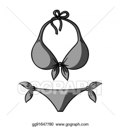 Drawings - Bikini icon in monochrome style isolated on white ...