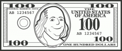 One Dollar Bill Clipart Black And White - Letters