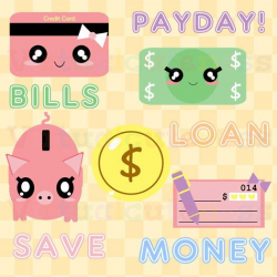 Cute Money Clipart - Bills Clip Art, Payday, Credit Card, Check ...