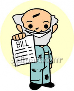 Mechanic Holding Up a Repair Bill - Royalty Free Clipart Picture