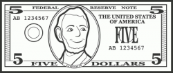 Five Dollar Bill Clipart Black And White - Letters