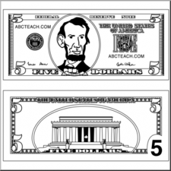 Clip art five dollar bill outline png - Clipartix