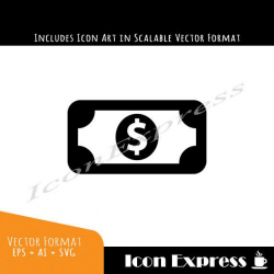 Digital Clipart Icon Dollar Bill Artwork Vector by IconExpress ...
