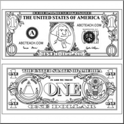 Clip Art: Dollar Bill Outline B&W I abcteach.com | abcteach