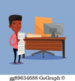Vector Stock - Young african accountant holding a long bill. Clipart ...