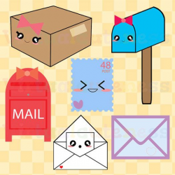 Mail Clipart - Postal Service Clip Art, Mailbox, Envelope, Kawaii ...