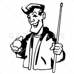 Sports Clipart Image of Billiards Player Holding His Cue And Cue ...