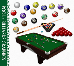 Pool Clip Art Graphic Billards Clipart Scrapbook Pool Table Snooker ...