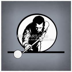 Billiards Player Lining Up His Shot Graphic