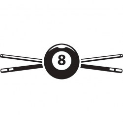 Billiards Pool Logo 3 Sticks Crossed Eight Ball Sports Game