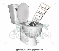 Clipart - Debt money owed bills spending flush money toilet 3d ...