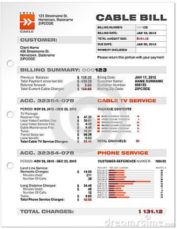 Cable Service Phone Bill Document Sample Template | Projects to try ...